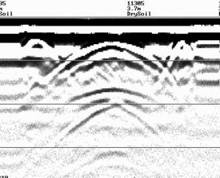 Radargrama de g.p.r. de un sótano encontrado sin edición